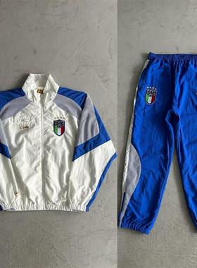 Corteiz 秋冬季意大利shuku梭织白蓝色外套长裤套装时尚嘻哈街头