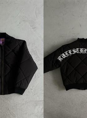 Corteiz 秋冬季新款时尚百搭流行刺绣字母黑色菱形格飞行夹克男女