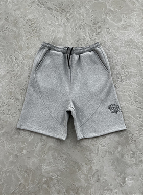 Mertra 夏季新款时尚百搭休闲男女款松紧腰抽绳蝴蝶基础灰色短裤