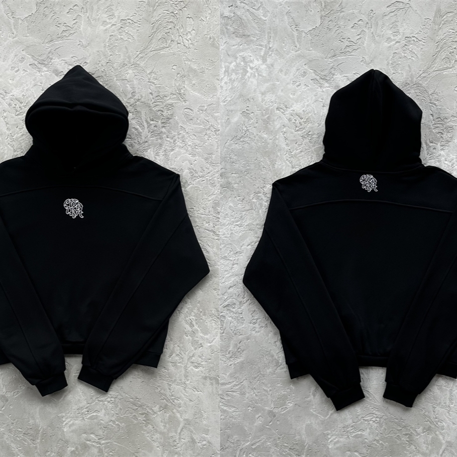 Mertra 男女款 Hoodies-black 双层帽卫衣休闲秋季百搭黑色外套潮