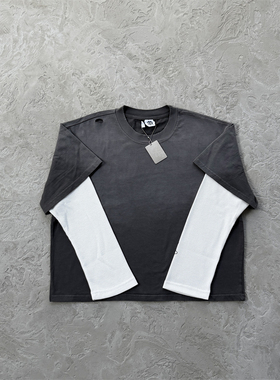 Mertra 新款男女款 Fake two-piece long T-shirt 宽松假两件长袖