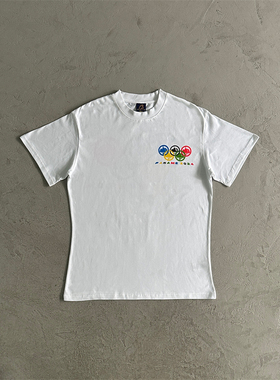 Corteiz新款夏季百搭流行奥运五环白色T恤高品质运动项目印花短袖