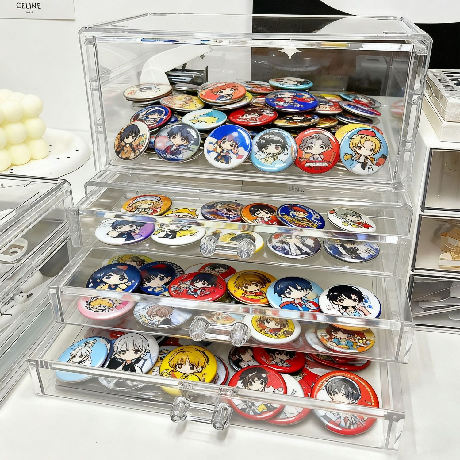 透明抽屉式亚克力手账卡片收纳盒