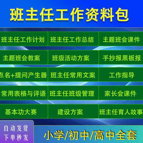 班主任工作资料包小学初中班级管理主题班会课家长会PPT教案课件