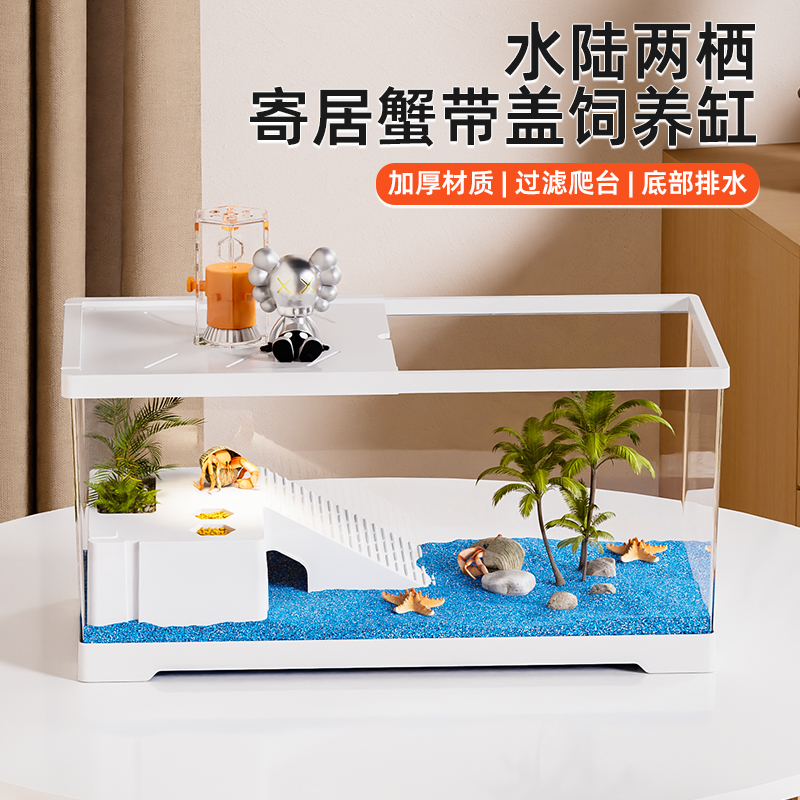 防逃盖底部排水超清寄居蟹饲养箱
