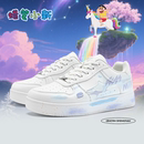 情侣耐磨休闲鞋 秋冬新款 子男百搭小众空军一号浅紫板鞋 蜡笔小新鞋