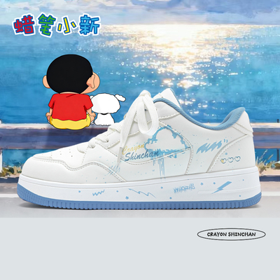 蜡笔小新白蓝秋冬情侣休闲板鞋