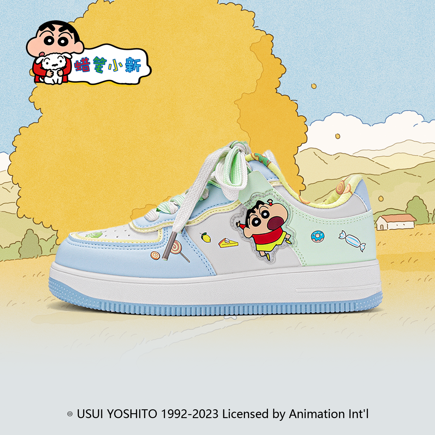 蜡笔小新鞋子男糖果蓝情侣空军板鞋秋冬新款厚底增高低帮保暖潮鞋
