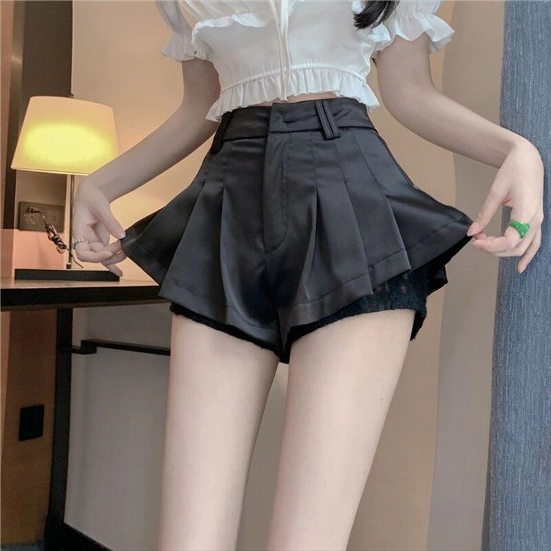 辣妹蕾丝边裙裤女秋季新款高腰显瘦气质超短裤休闲百搭短款半身裙