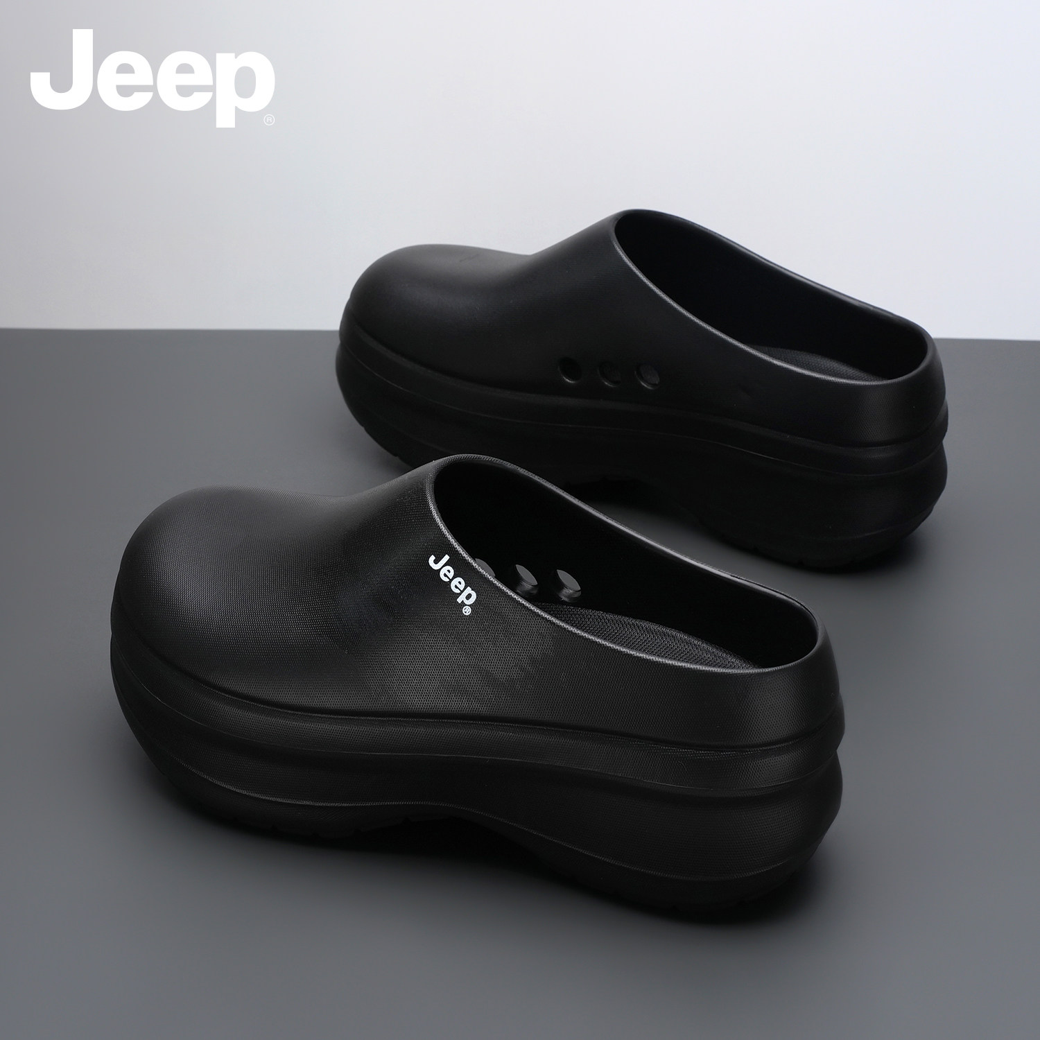 JEEP/吉普厨师鞋男款新款夏季防滑包头拖鞋男士外穿防水勃肯鞋男