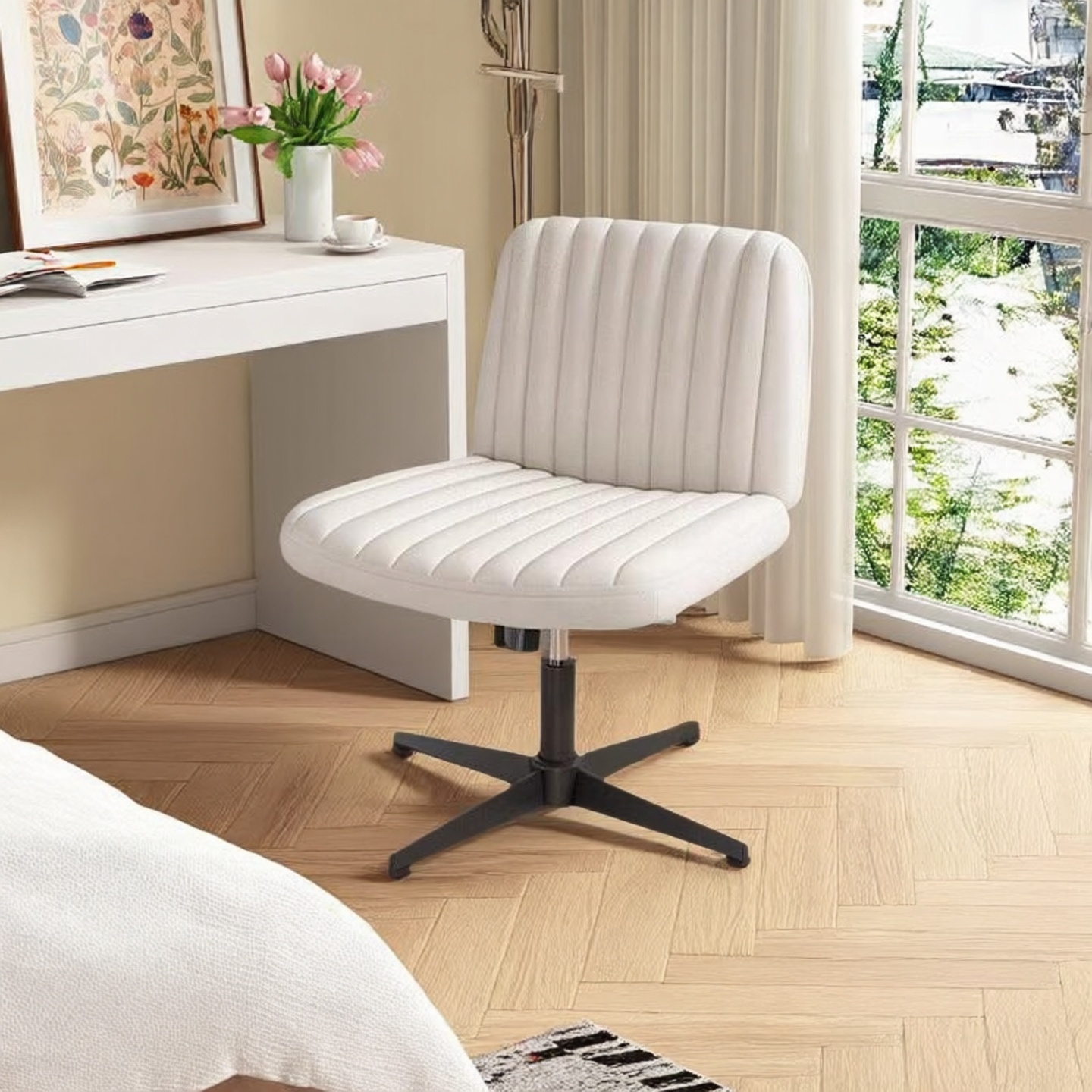 奶油风电脑椅办公座椅书桌电脑椅