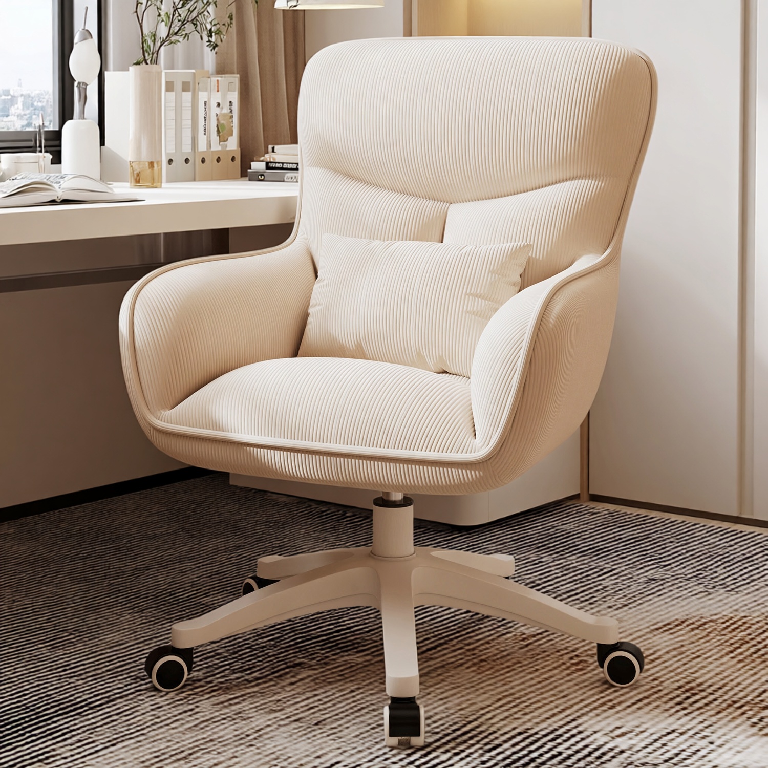 奶油风电脑椅家用沙发椅写字椅子