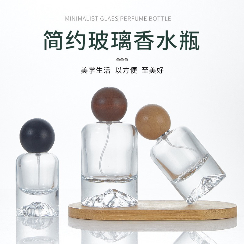 高档圆木盖香水按压喷雾分装瓶大容量100ml圆柱替换小样香水空瓶