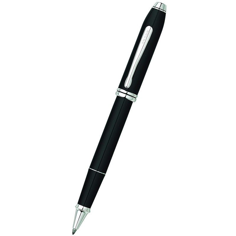 CROSS高仕美国签字笔涛声系列黑珐琅镀铑白夹宝珠笔商务送礼盒装