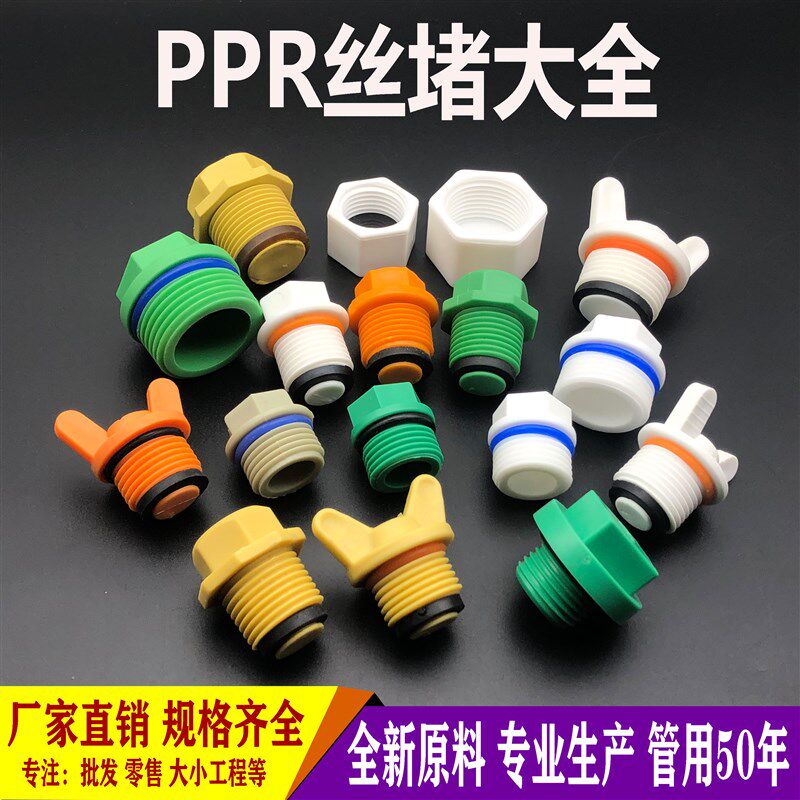 ppr外丝堵头4分6分1寸20 2532PPR丝堵外牙塑料管堵管帽内丝带皮圈