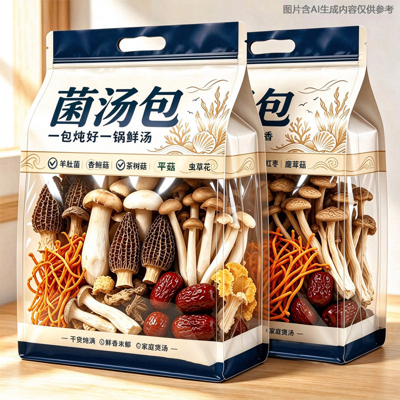 七彩菌汤包羊肚菌干货虫草花菌菇包煲汤食用菌汤料包火锅袋装食材