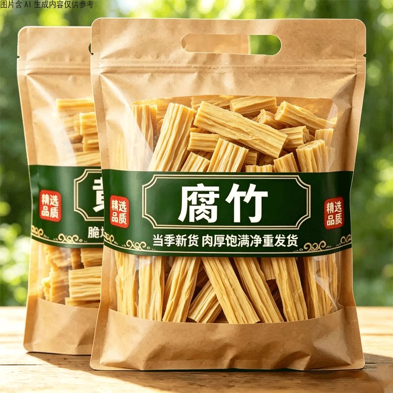 头层腐竹干货净重手工腐竹段豆皮干货腐竹家用凉拌火锅豆制品包邮