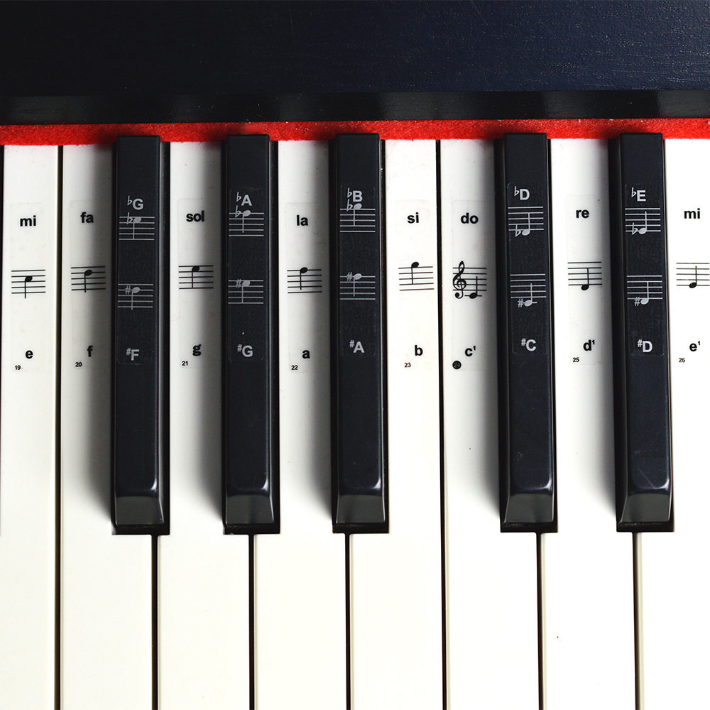 钢琴键盘贴纸88/61/54电子琴贴五线谱键盘手卷钢琴贴膜音准贴纸