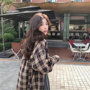 bm宽松中长款 外套女春季 衬衣上衣 stevens美拉德系列格子衬衫 alex