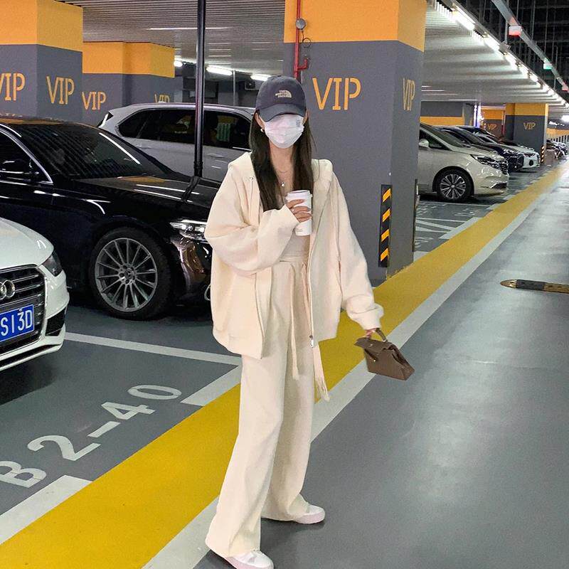 连帽卫衣女秋冬外套2025新款春秋奶系加绒宽松慵懒风拉链开衫上衣
