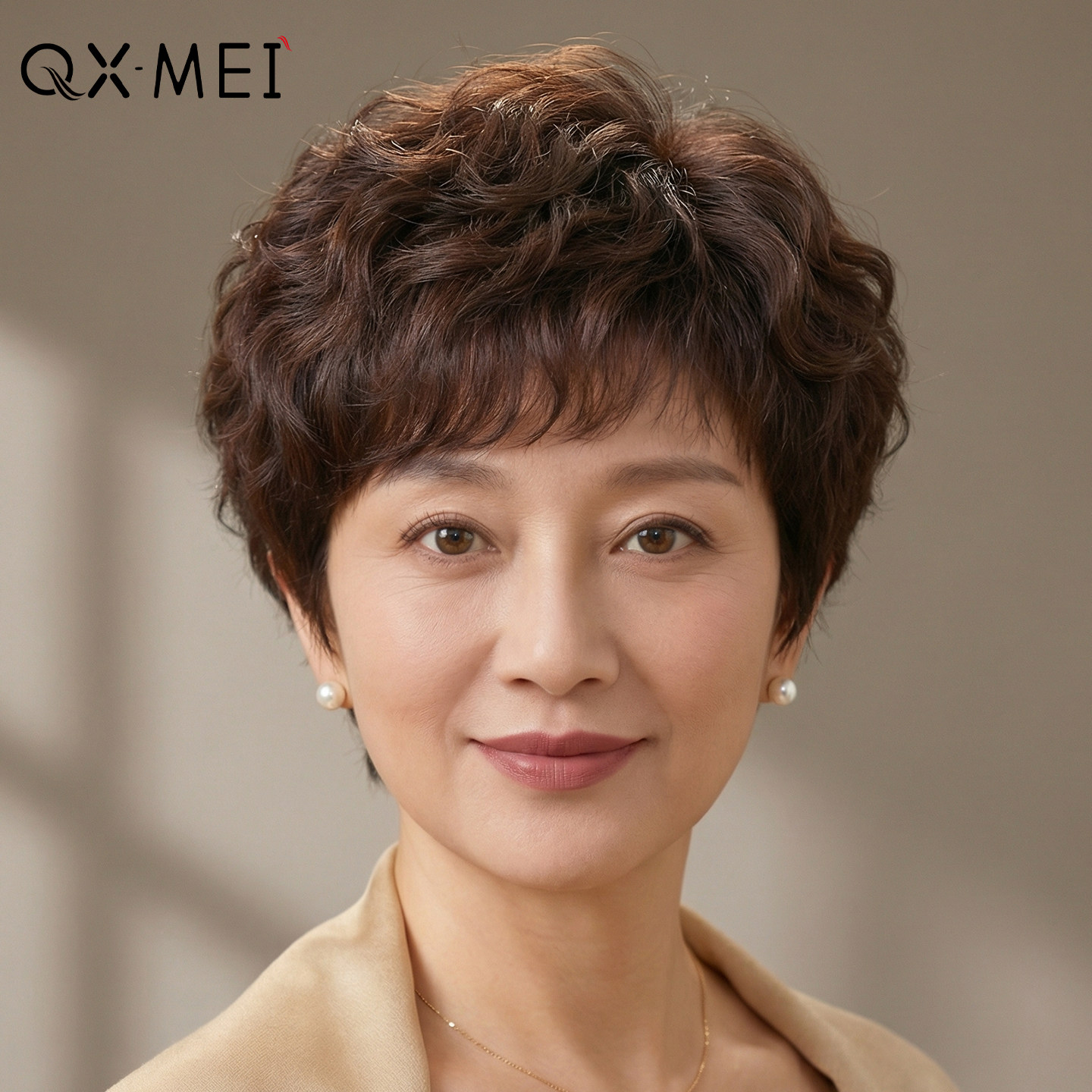 假发女士短发妈妈款自然感中老年真人发丝轻薄透气日常整顶假发套