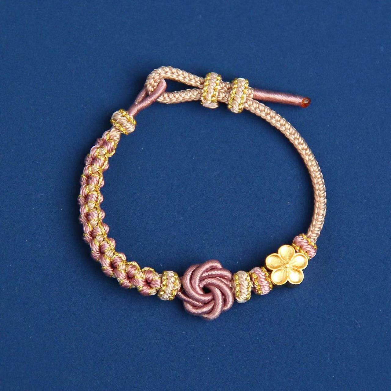 纯手工手编曼陀罗结手绳可调节桃花结手绳手链可加配饰
