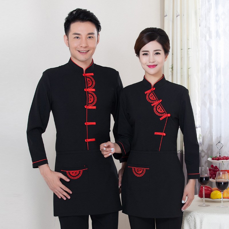 速发酒店工作服长袖秋冬季民族风特色餐厅小吃饭店农家乐工装制服