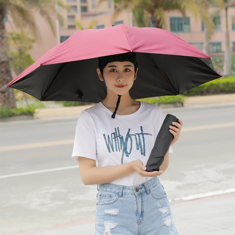 速发伞帽8戴伞三折叠大号头骨防两伞晴雨雨用钓鱼伞环卫采茶防晒
