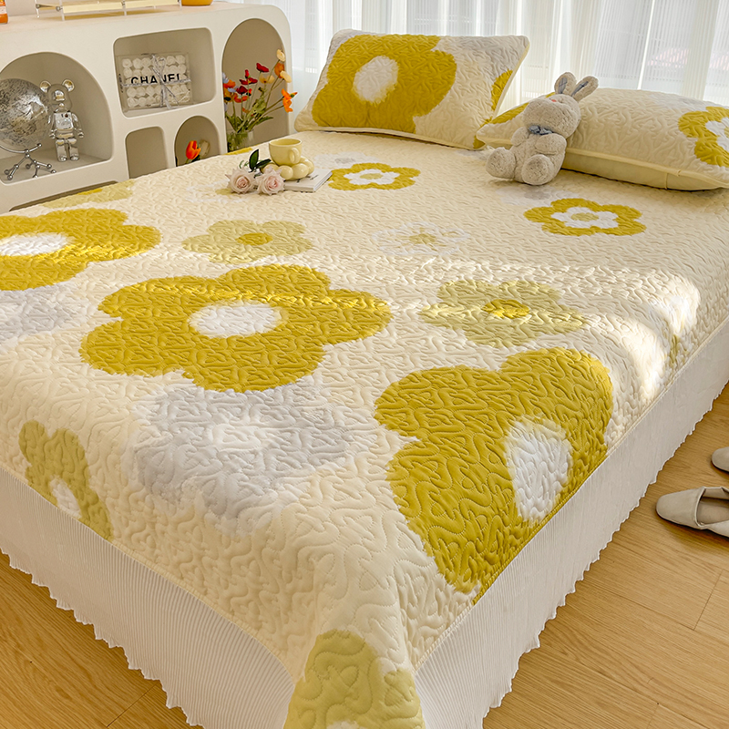 速发纯棉夹棉三护垫四床盖单件榻榻米炕单铺炕盖全棉床裙床厚件套