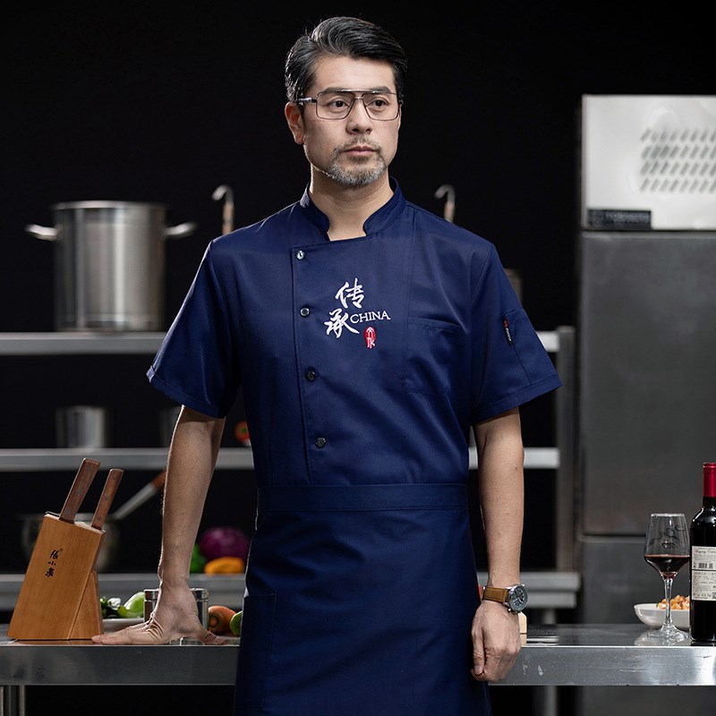 速发厨师服夏装酒店餐厅厨师制服蛋糕房厨房男食堂餐饮工作服
