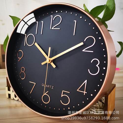 12英寸钟表时钟挂钟工厂石英钟现代简约塑料客厅数字clock