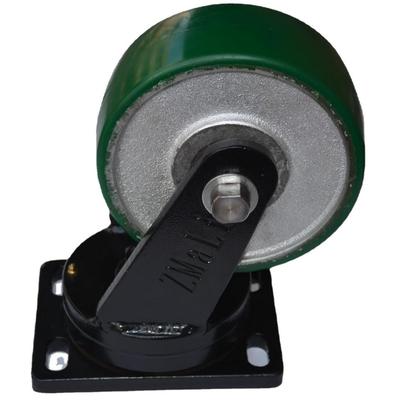 知马力ZMaLi 8寸特重型铁心PU工业万向脚轮 360°转动 轻推 绿色