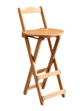 可折叠吧台椅脚凳家收台餐酒高吧厅椅银子客46751厅靠背实木现代