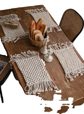 装缦琪韵旗装饰伊手工编织波西米亚美式棉绳桌毯MQJ婚礼宴桌会饰