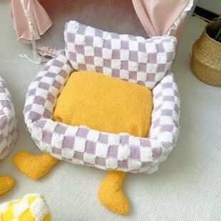 可爱卡网鸭鸭通红猫狗窝窝沙发窝中小型犬猫咪加厚保暖冬季宠物垫