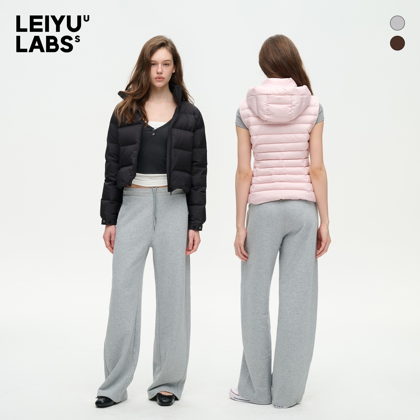 LEIYU LABS宽松加绒香蕉裤卫裤女冬2025年新款保暖阔腿运动休闲裤