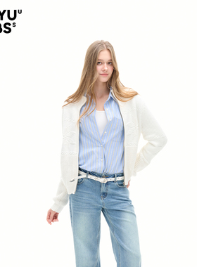 LEIYU LABS纯棉立领立体提花毛衣女春2026年新款开衫外套慵懒上衣