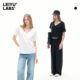 LEIYU 透气显瘦纯色上衣 新款 LABS纯棉宽松V领短袖 T恤女2026年春季