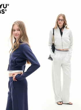 LEIYU LABS短款高腰卫衣外套女2026年春季新款修身显瘦小立领上衣