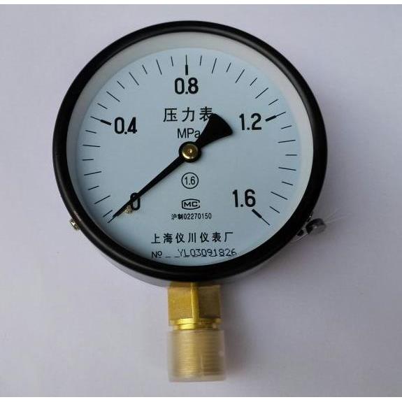 10CM普通压力表Y-100 0-1.6MPA上海仪川仪表厂空压机压力表100mm
