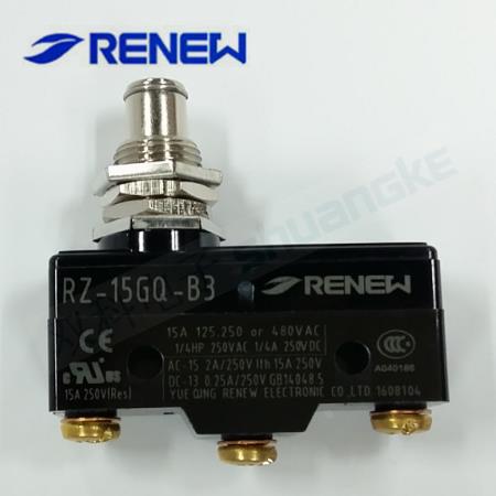 RENEW兰鸟电子微动开关RZ-15GQ-B3 塞柱按动型 限位开关LXW5-11M