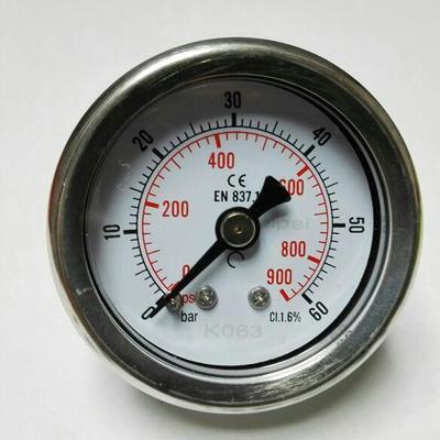 不锈钢外壳轴向压力表 Y-40Z 直径40mm 60bar 900psi 铜螺纹ZG1/8