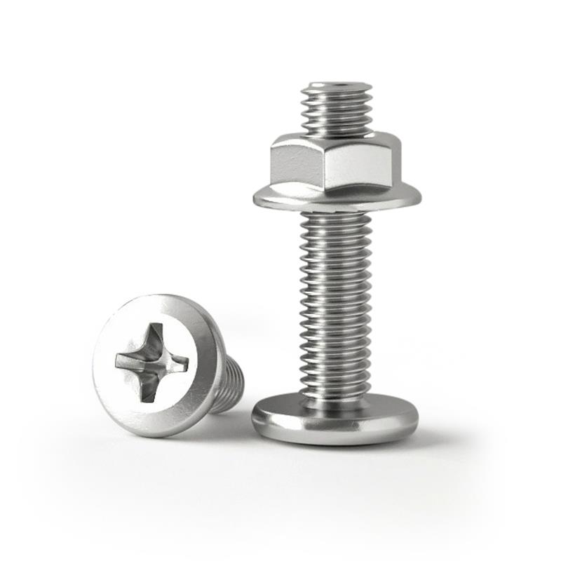 镀镍十字倒边法兰螺母套装组合大平头螺丝 斜圆头304家具螺栓M3M4