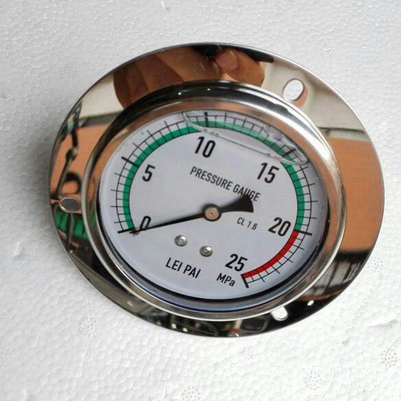 轴向带边防震压力表 直径75~80mm 压力0～25mpa 螺纹G3/8 yn-75zt