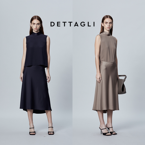 Dettagli/迪塔莉进口醋酸通勤高级感优雅缎面无袖飘带款上衣女