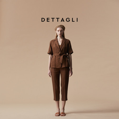 Dettagli/迪塔莉亚麻老钱风新款休闲时尚单褶锥裤裤子女