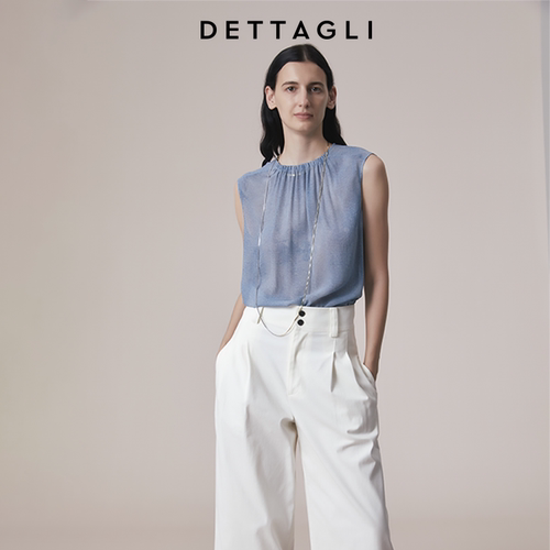 Dettagli/迪塔莉秋季新款时尚休闲真丝渐变牛仔印花上衣女