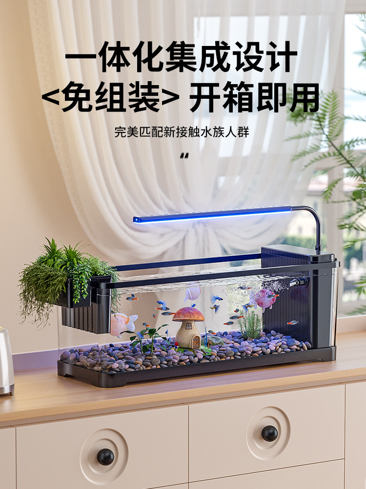 鱼缸2025新款小型客厅过滤制氧一体机水族箱生态造景桌面金鱼鱼缸