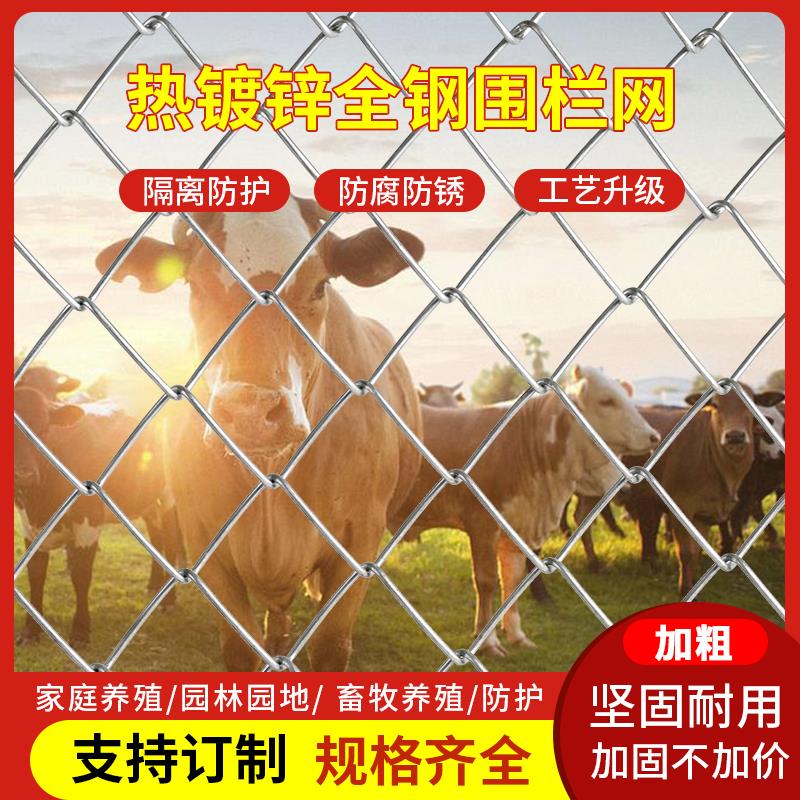 热镀锌钢丝勾花网铁丝围栏网圈狗拦鸡鸭围网果园鱼塘防护网隔离网