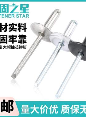 大帽抽芯铆钉加长304大头装潢钉黑色/白色平头大盖铝拉钉M3.2M4M5